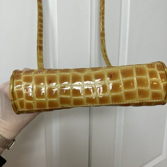 Vintage Ro-El Faux Croc Leather Crossbody Bag Shoulder Purse Yellow Hinged - Picture 4 of 16